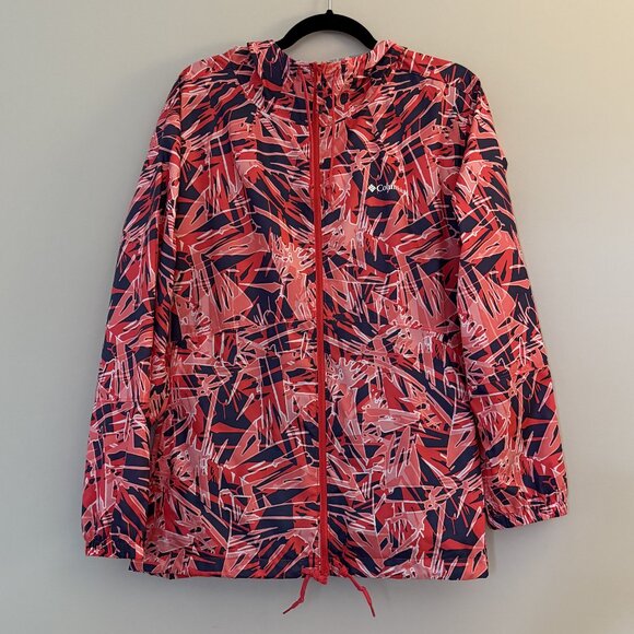 Columbia Geometric Camouflage Windbreaker Hooded Jacket XXL - Picture 1 of 10